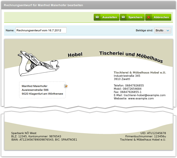 Rechnung schreiben mit eigenem Briefpapier